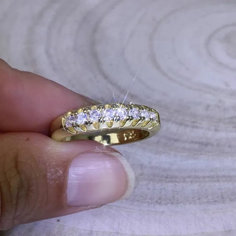 Luxury  silver /18K Gold Ring  925 Sterling Silver Womens Ring  White Sapphire Wedding Band Engagement Diamond Ring Fine Jewelry Christmas Gift Size:6 7 8 9 10