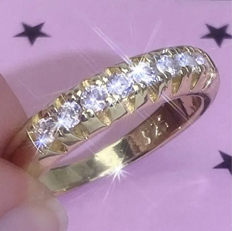 Luxury  silver /18K Gold Ring  925 Sterling Silver Womens Ring  White Sapphire Wedding Band Engagement Diamond Ring Fine Jewelry Christmas Gift Size:6 7 8 9 10