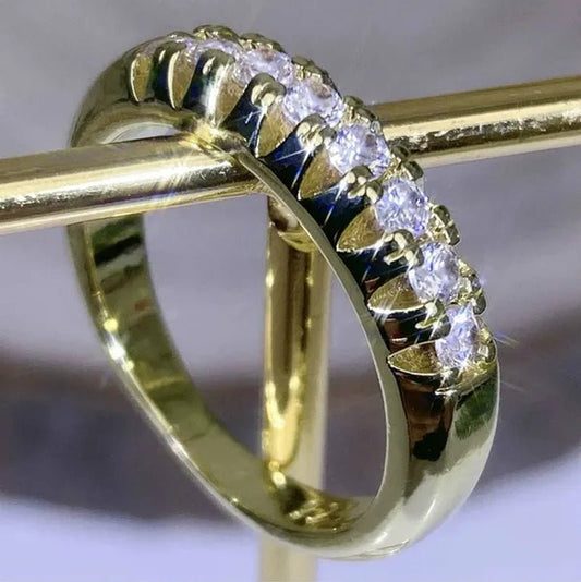 Luxury silver /18K Gold Ring 925 Sterling Silver Womens Ring White Sapphire Wedding Band Engagement Diamond Ring Fine Jewelry Christmas Gift Size:6 7 8 9 10 - WORLD TIME VISITS
