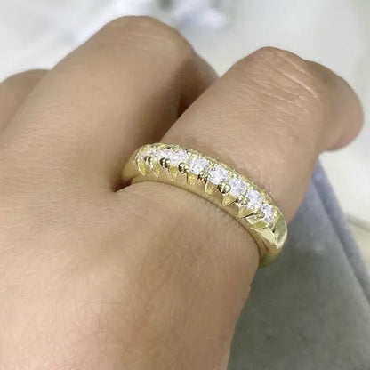 Luxury  silver /18K Gold Ring  925 Sterling Silver Womens Ring  White Sapphire Wedding Band Engagement Diamond Ring Fine Jewelry Christmas Gift Size:6 7 8 9 10