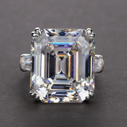 Luxury Silver Plated Created Pink White Sapphire Square Cut Diamond Wedding Engagement Cocktail Women Moissanite Rings Fine Jewelry - WORLD TIME VISITS