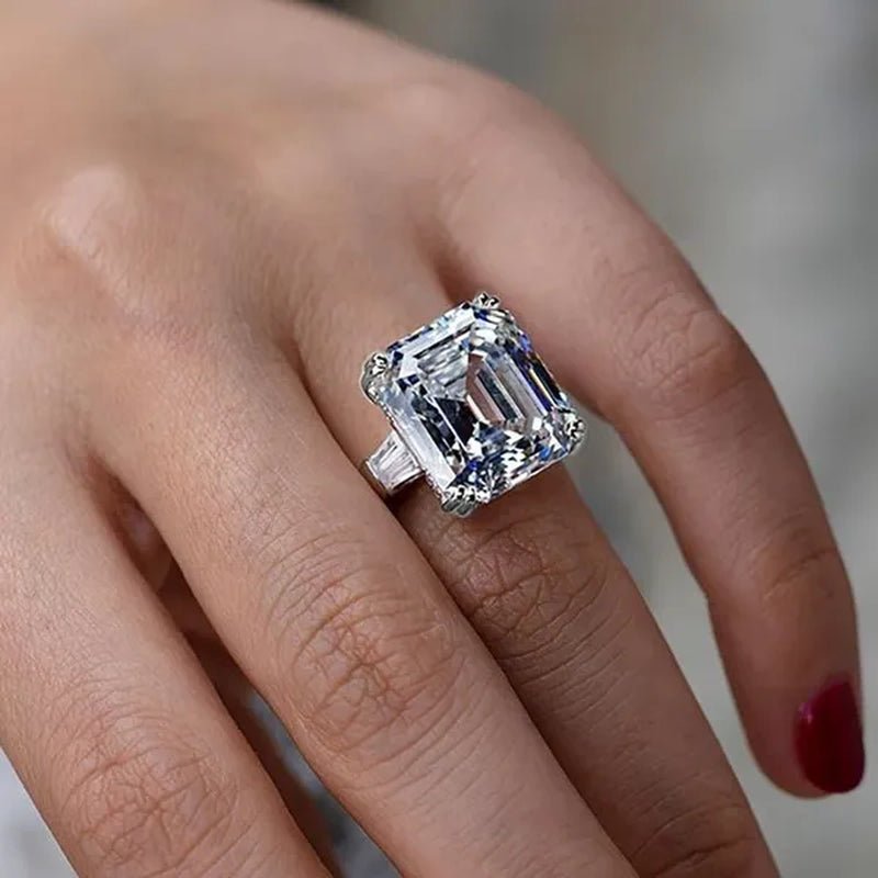 Luxury Silver Plated Created Pink White Sapphire Square Cut Diamond Wedding Engagement Cocktail Women Moissanite Rings Fine Jewelry - WORLD TIME VISITS