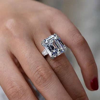 Luxury Silver Plated Created Pink White Sapphire Square Cut Diamond Wedding Engagement Cocktail Women Moissanite Rings Fine Jewelry - WORLD TIME VISITS