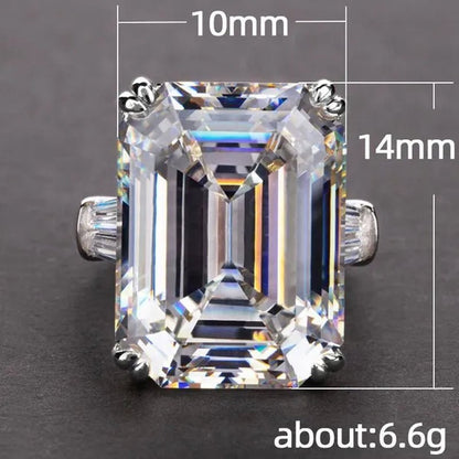 Luxury Silver Plated Created Pink White Sapphire Square Cut Diamond Wedding Engagement Cocktail Women Moissanite Rings Fine Jewelry