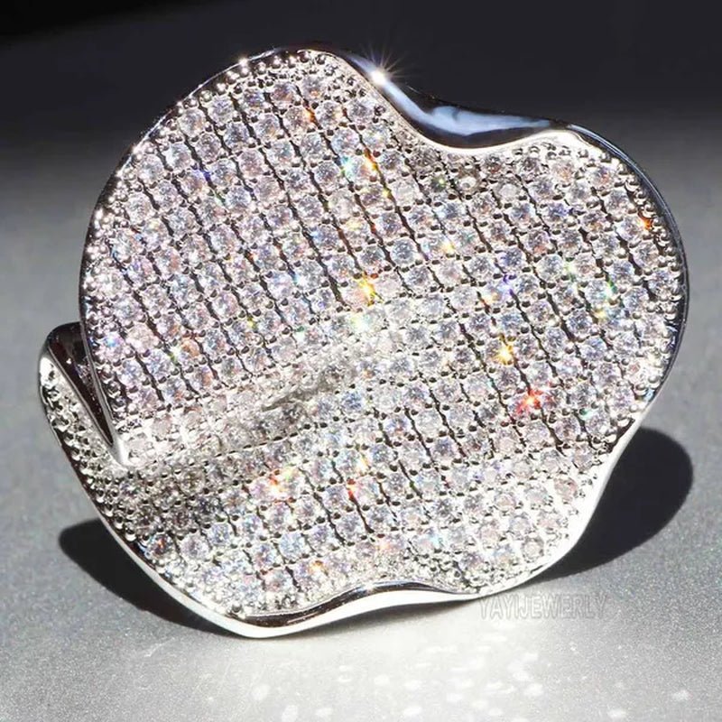 Luxury  Silver White Sapphire Natural Gemstones Birthstone Gemstones Engagement Rings Wedding Anniversary Bride Leaf Ring Women Ring Size 6 7 8 9 10