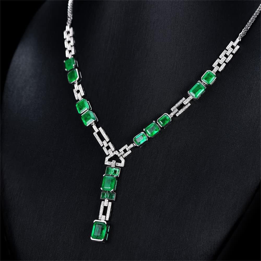 Luxury Simulation Emerald Necklace Pink Diamond Necklace Pigeon Ruby Square Diamond Necklace Purple Zircon Necklace - WORLD TIME VISITS