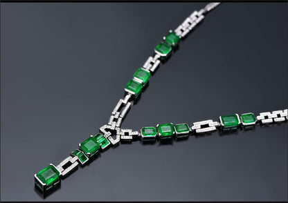 Luxury Simulation Emerald Necklace Pink Diamond Necklace Pigeon Ruby Square Diamond Necklace Purple Zircon Necklace