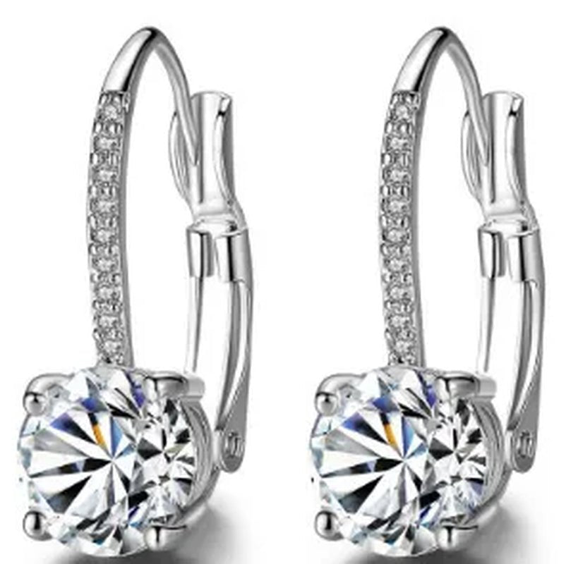 Luxury Solid 14k Gold U Shape Earrings Micro Inlaid Four-claw Round Diamond Earrings Moissanite Crystal Drop Earrings Fashion Bridal Wedding Party Jewelry Anniversary Valentine's Gift
