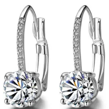Luxury Solid 14k Gold U Shape Earrings Micro Inlaid Four-claw Round Diamond Earrings Moissanite Crystal Drop Earrings Fashion Bridal Wedding Party Jewelry Anniversary Valentine's Gift