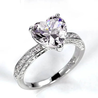 Luxury Solitaire Women Heart Diamond Engagement Rings AAAA Pink Sapphire Proposal Rings for Girlfriend Fine Anniversary Gift