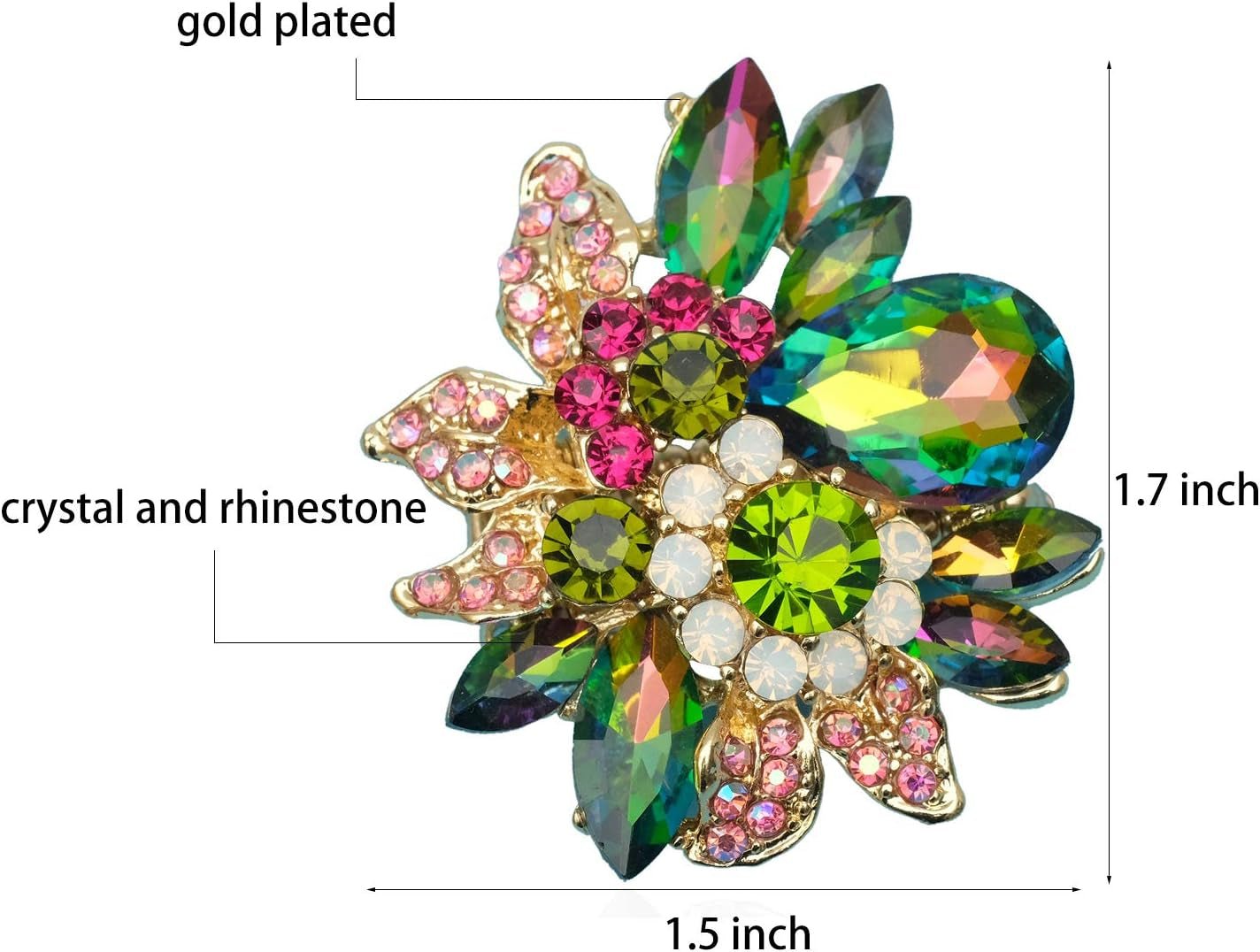 Luxury Women'S Austrian Crystal Leaves Flower Big Cocktail Statement Rings Stretch Adjustable Ring Jewelry Accessories - WORLD TIME VISITS