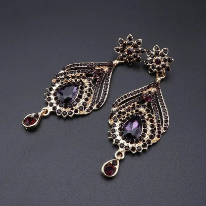 Luxury Women'S Elegant Austrian Crystal Statement Necklace Earrings Bridal Party Jewelry Set for Wedding Dress - WORLD TIME VISITS