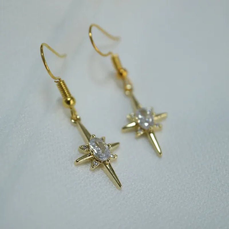 Luxury18k gold plated golden earrings for women Fashion 925 Sterling Silver Zircon Stud line earrings for girl jewelry gift - WORLD TIME VISITS
