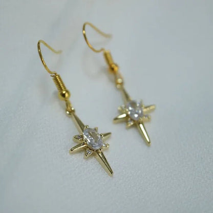 Luxury18k gold plated golden earrings for women Fashion 925 Sterling Silver Zircon Stud line earrings for girl jewelry gift - WORLD TIME VISITS