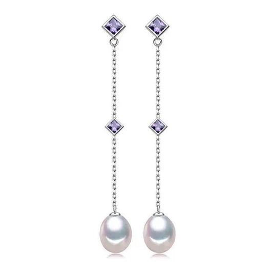 Majesty Diamonds MDS170006 Freshwater Pearls Fancy Earrings in .925 Sterling Silver - WORLD TIME VISITS