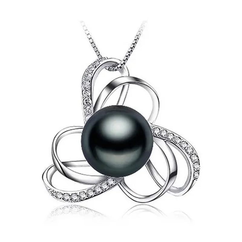 Majesty Diamonds MDS170022 Freshwater Pearls Fancy Pendant Necklace in .925 Sterling Silver - WORLD TIME VISITS