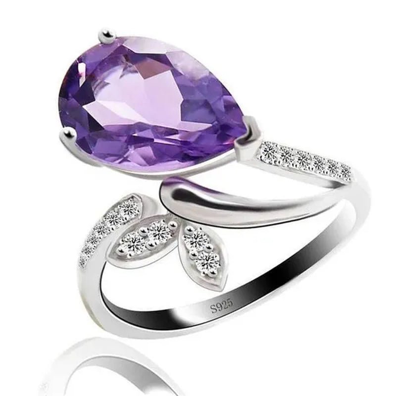 Majesty Diamonds MDS170137 4.16 CTW Pear Purple Amethyst Cocktail Ring in .925 Sterling Silver - Size 7 - WORLD TIME VISITS