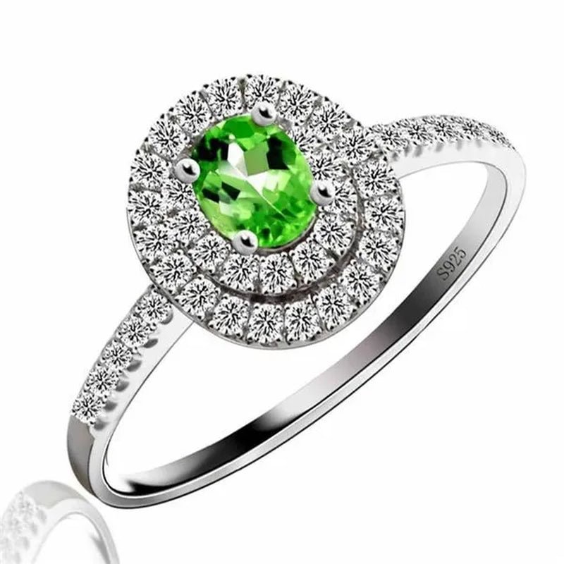 Majesty Diamonds MDS170149 0.37 CTW Oval Green Tourmaline Cocktail Ring in .925 Sterling Silver - Size 5 - WORLD TIME VISITS