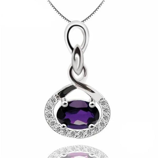 Majesty Diamonds MDS170151 0.66 CTW Oval Purple Amethyst Infinity Pendant Necklace in .925 Sterling Silver - WORLD TIME VISITS