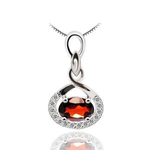 Majesty Diamonds MDS170224 1 CTW Oval Red Garnet Infinity Pendant Necklace in .925 Sterling Silver