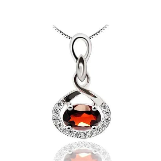 Majesty Diamonds MDS170224 1 CTW Oval Red Garnet Infinity Pendant Necklace in .925 Sterling Silver - WORLD TIME VISITS
