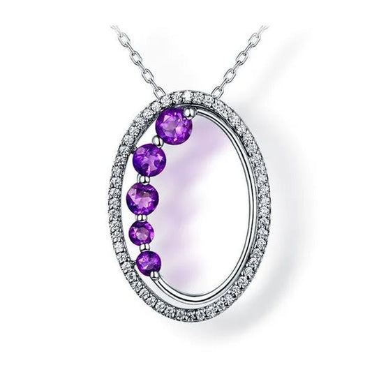 Majesty Diamonds MDS170327 0.5 CTW Round Purple Amethyst Fancy Pendant Necklace in .925 Sterling Silver with 18K - WORLD TIME VISITS