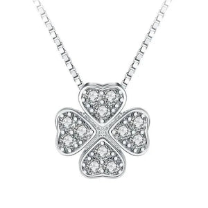 Majesty Diamonds MDS170389 White Zircon Four Leaf Clover Fancy Pendant Necklace in .925 Sterling Silver
