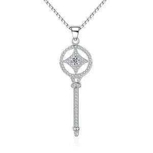 Majesty Diamonds MDS170395 White Zircon Key Pendant Necklace in .925 Sterling Silver