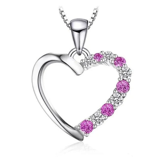 Majesty Diamonds MDS210146 Round Pink Nano Sapphire Heart Pendant Necklace with Chain in 0.925 White Sterling Silver - WORLD TIME VISITS