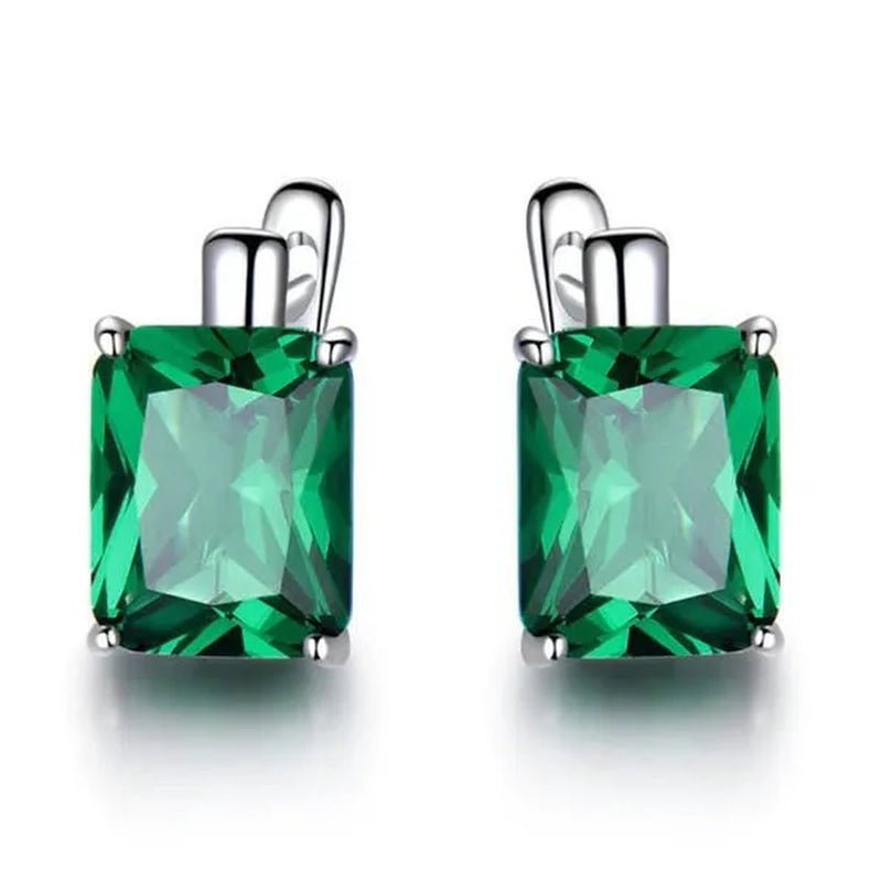 Majesty Diamonds MDS210239 Cushion Green Nano Emerald Stud Earrings in 0.925 White Sterling Silver - WORLD TIME VISITS