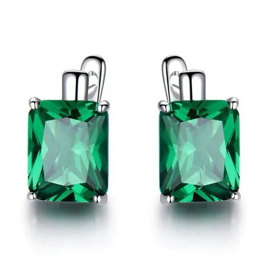 Majesty Diamonds MDS210239 Cushion Green Nano Emerald Stud Earrings in 0.925 White Sterling Silver - WORLD TIME VISITS