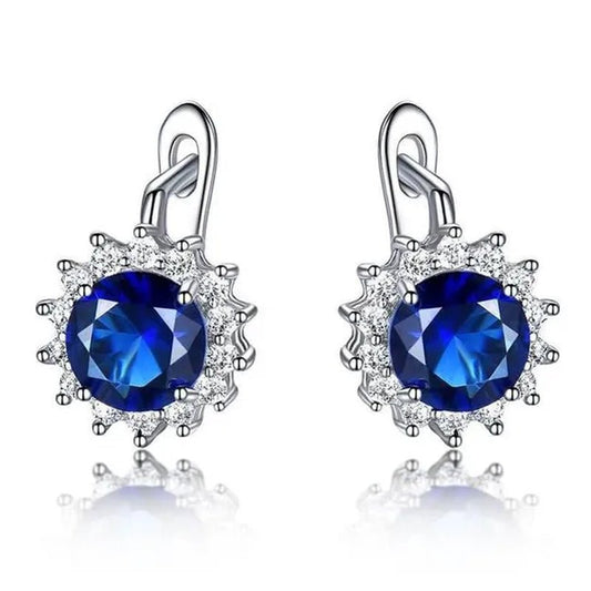 Majesty Diamonds MDS210243 Round Blue Nano Sapphire Dangle & Drop Earrings in 0.925 White Sterling Silver - WORLD TIME VISITS