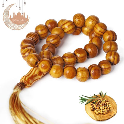 Masbaha 33 Beads Olive Wood from Jerusalem Islamic Prayer Beads Tasbeeh Muslim Rosary Quran Misbaha Tespih Dhikr Beads Sibha Tasbih Beads Muslim Worry Beads Islamic Beads Islamic Gifts