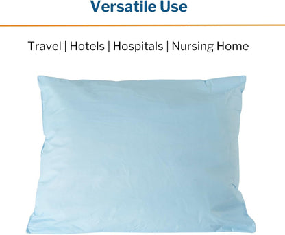 Medical Pillow [1 Count] Limited Reusable Hospital Bed Pillows, Fluid Moisture and Stain-Resistant, Blue, 20 in X 26 In