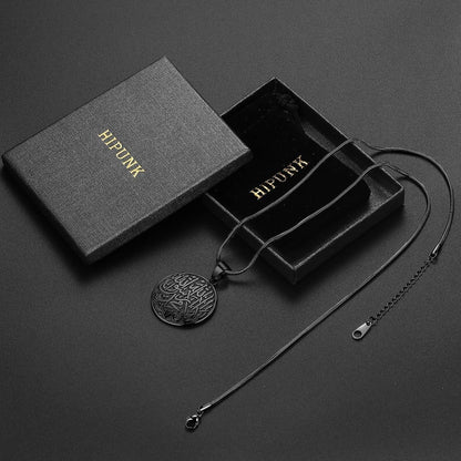 Men Islamic Pendant Necklace - Muslim Allah Necklace Allah Necklace Mens Muslim Islam Pendant 316L Stainless Steel Islamic Arabic Gift Black Gun/18K Gold Plated Islam Jewelry SP0049