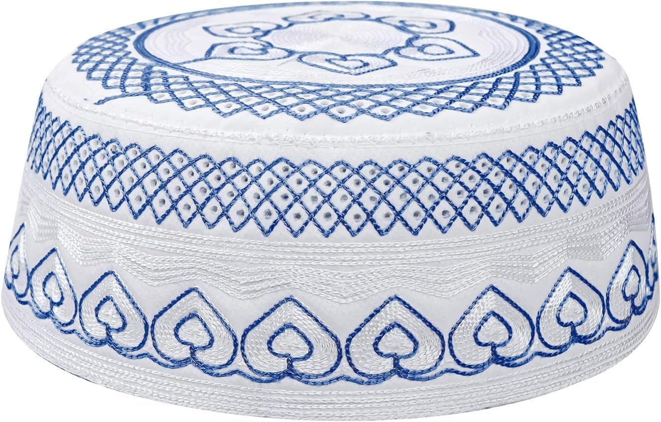 Men Muslim Prayer Kufi Hat Prayer Headwear Cap Islamic Beanie Skull Cap Embroidery Kofia Topi Sun Hat - WORLD TIME VISITS