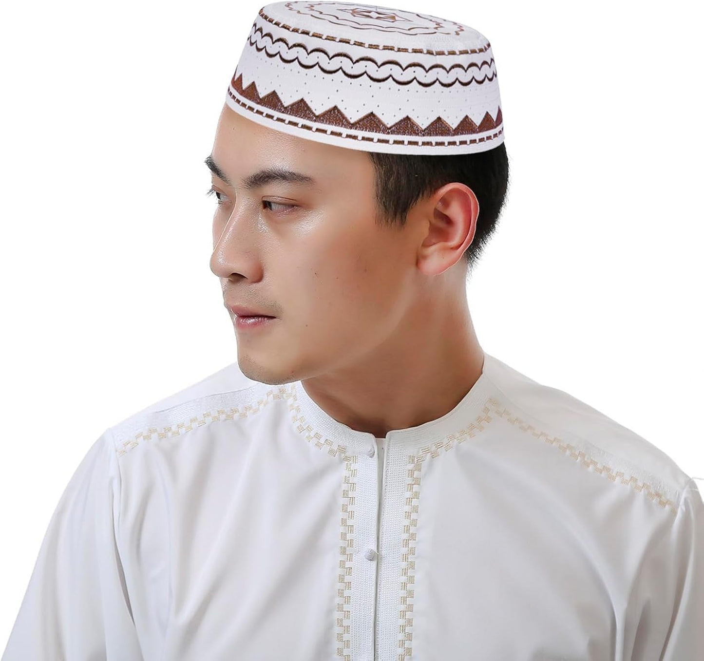 Men Muslim Prayer Kufi Hat Prayer Headwear Cap Islamic Beanie Skull Cap Embroidery Kofia Topi Sun Hat