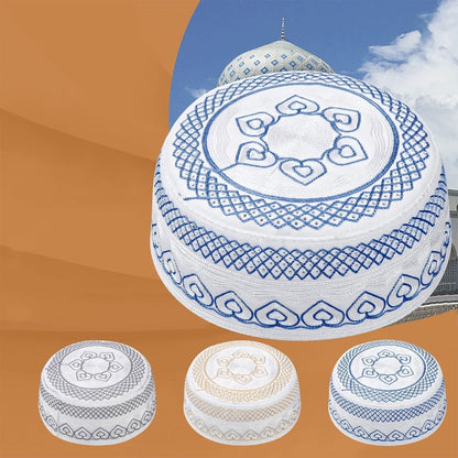 Men Muslim Prayer Kufi Hat Prayer Headwear Cap Islamic Beanie Skull Cap Embroidery Kofia Topi Sun Hat