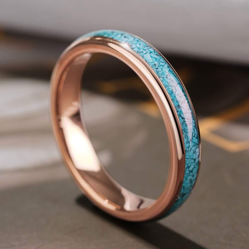 Men Women Wedding Bands 4Mm/6Mm Tungsten Viking Carbide Calaite Granules Ring with Jewelry Domed Polished Infinity Unique for Him Her Silver/Black/Rose Gold - WORLD TIME VISITS