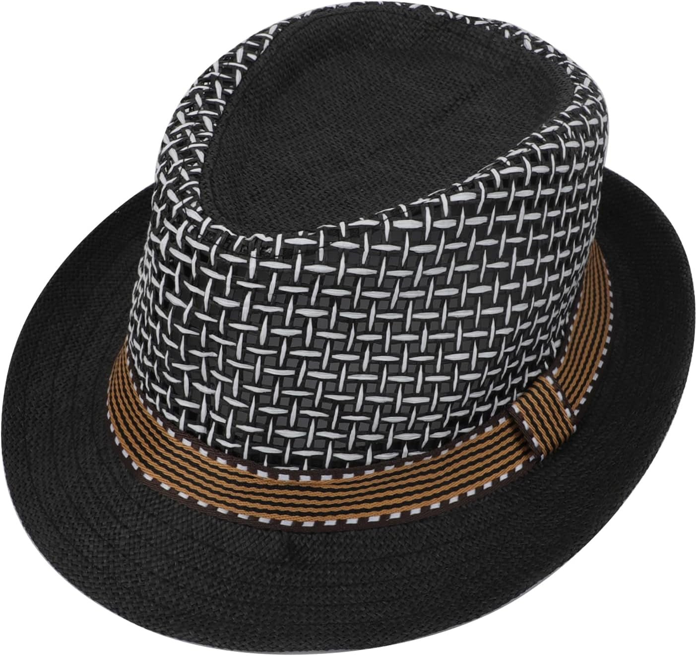 Mens 1920S Panama Fedora Hat Women Summer Mesh Straw Sun Hat Short Brim Cuban Trilby Derby Jazz Cap Packable Beach Dad Hat - WORLD TIME VISITS