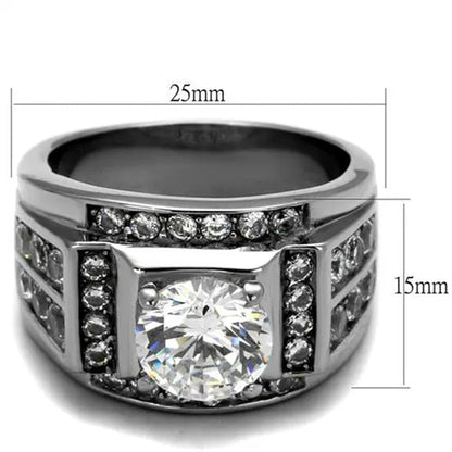 Men's 4.03 Ct Round Cut Simulated Diamond Silver Stainless Steel Ring Sizes 8 - 13 - WORLD TIME VISITS