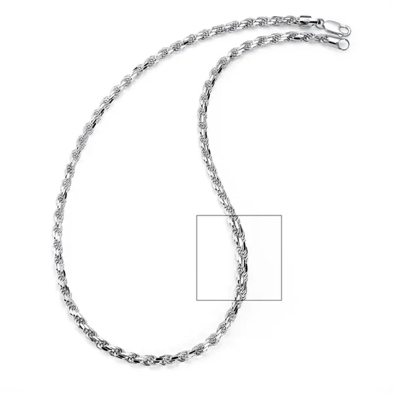 Men's 5.5MM Diamond - Cut Italian Rope Chain Sterling Silver 925 Necklace - WORLD TIME VISITS