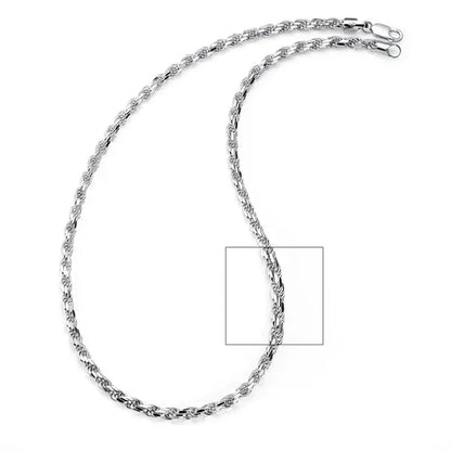 Men's 5.5MM Diamond - Cut Italian Rope Chain Sterling Silver 925 Necklace - WORLD TIME VISITS