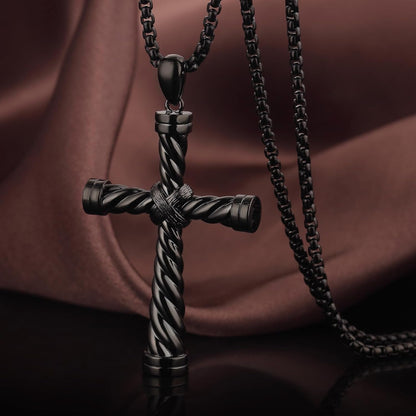 Men'S Cross Necklace 316L Stainless Steel Large Heavy Cross Pendant for Men Polished Jewelry Rolo Chain with 22'' 24'' 26''