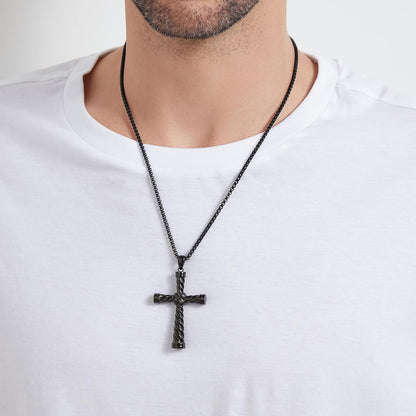 Men'S Cross Necklace 316L Stainless Steel Large Heavy Cross Pendant for Men Polished Jewelry Rolo Chain with 22'' 24'' 26''