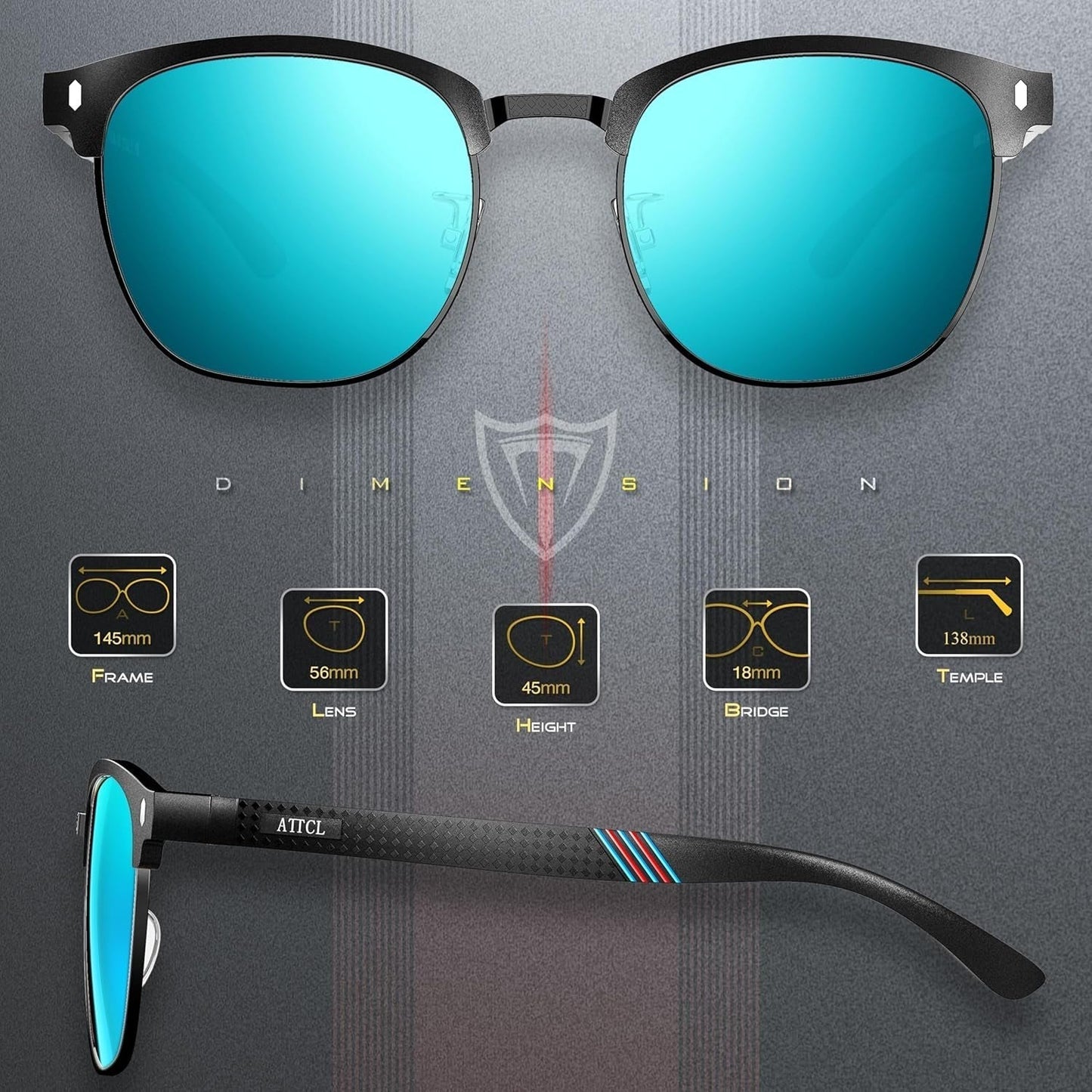 Men'S Driving Polarized Rimless Sunglasses Al-Mg Metal Frame Ultra Light