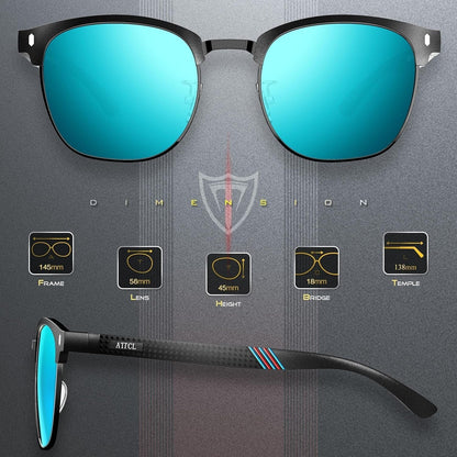 Men'S Driving Polarized Rimless Sunglasses Al-Mg Metal Frame Ultra Light
