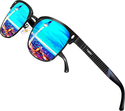 Men'S Driving Polarized Rimless Sunglasses Al - Mg Metal Frame Ultra Light - WORLD TIME VISITS