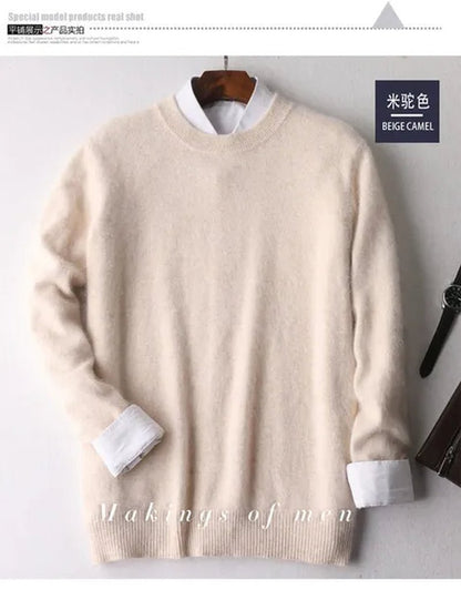 Men'S Fashion 100% Wool Pure Mink Cashmere Sweater Men 2020 Autumn Winter Clothes Super Warm Pullover Jumper for Men Long Sleeve Robe Hombre Pull Homme Hiver Mens Sweater Maglione Uomo Suéter Masculino Suéter De Los Hombres plus Size S-XXXL