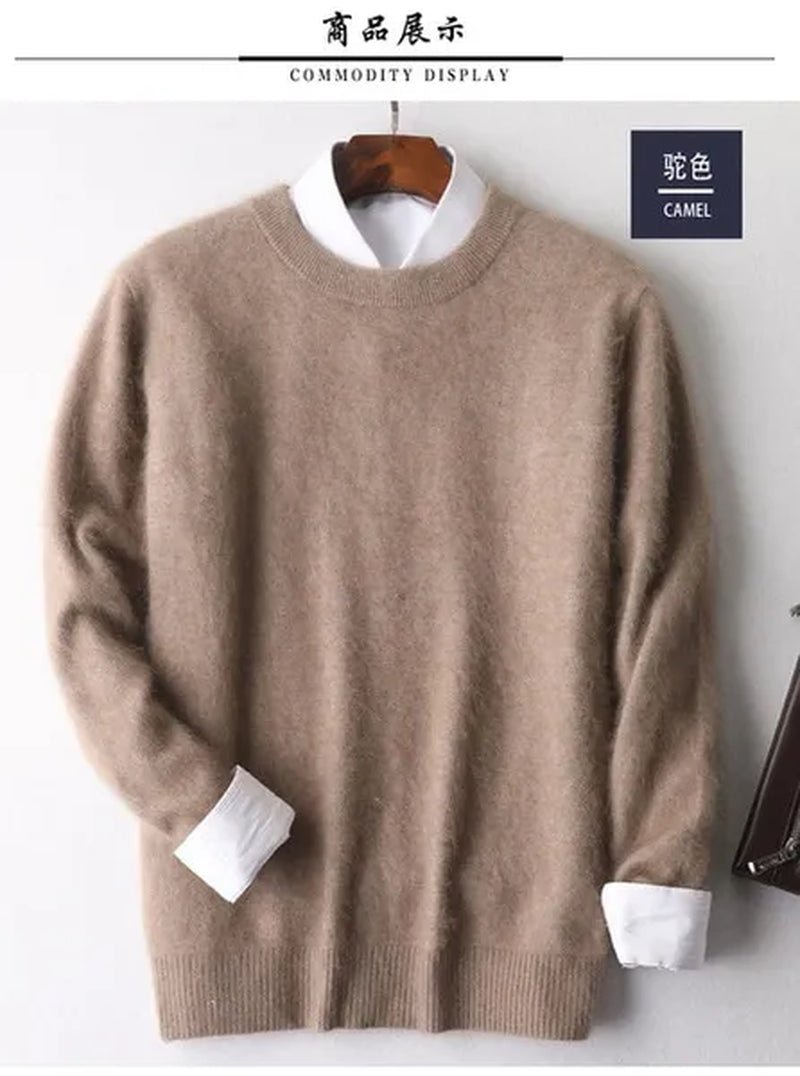 Men'S Fashion 100% Wool Pure Mink Cashmere Sweater Men 2020 Autumn Winter Clothes Super Warm Pullover Jumper for Men Long Sleeve Robe Hombre Pull Homme Hiver Mens Sweater Maglione Uomo Suéter Masculino Suéter De Los Hombres plus Size S-XXXL